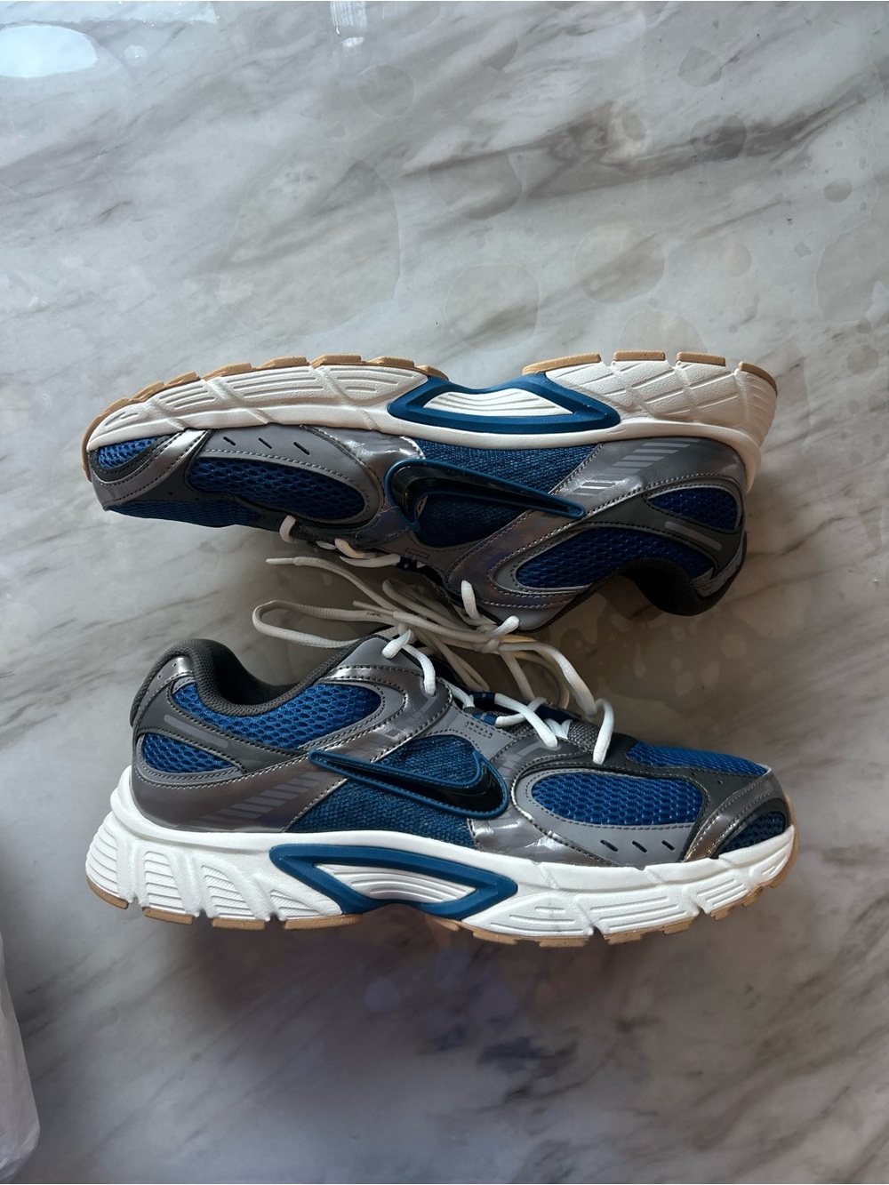 Nike Blue and Silver Mesh Athletic Sneakers